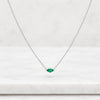 Marquise Cut Emerald Green Gemstone Solitaire Necklace in White Gold