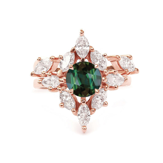 green sapphire ring, emerald cut sapphire, Madagascar Sapphire, Unique Sapphire Ring