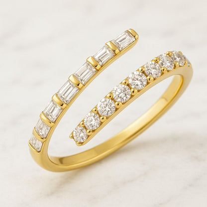 half Eternity Band- Lab-Grown Diamond Ring Baguette Wedding Anniversary band
