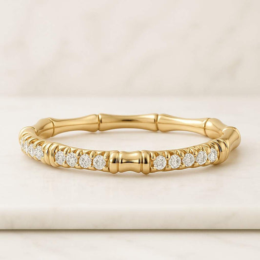 half Eternity Minimalist Best Valentine Gift Real Lab Diamond Open Cuff Wedding Ring Thin Open Gap Stacking Ring