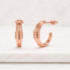 14K Rose Gold Ribbed Huggie Hoop Earrings