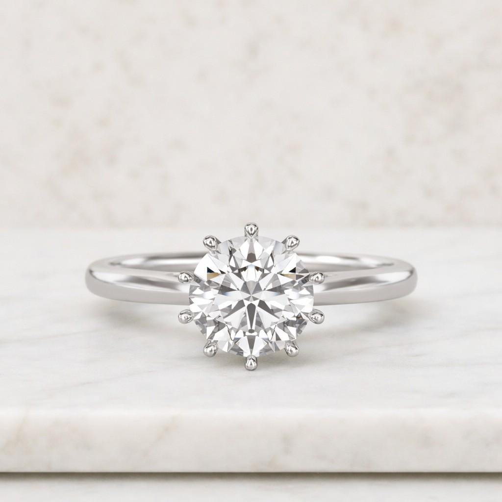 round cut lab grown engagement ring | wedding band - 6 prong solitaire in round ring | igi certified | 10k 14k 18k white/yellow/rose gold