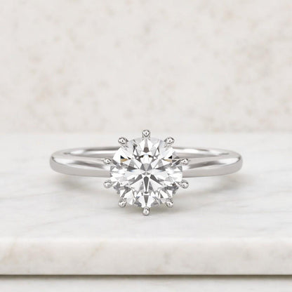 Round Cut Lab Grown Engagement Ring | Wedding Band - 6 Prong Solitaire in Round Ring | IGI Certified | 10K 14K 18K White/Yellow/Rose Gold