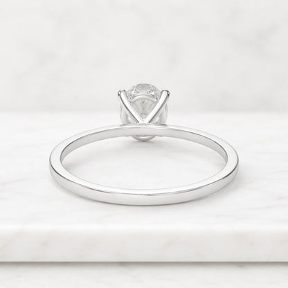 Oval Lab Grown Diamond Engagement Ring, Low Profile Solitaire, Solid Gold, IGI Certified, Birthday Gift For Her
