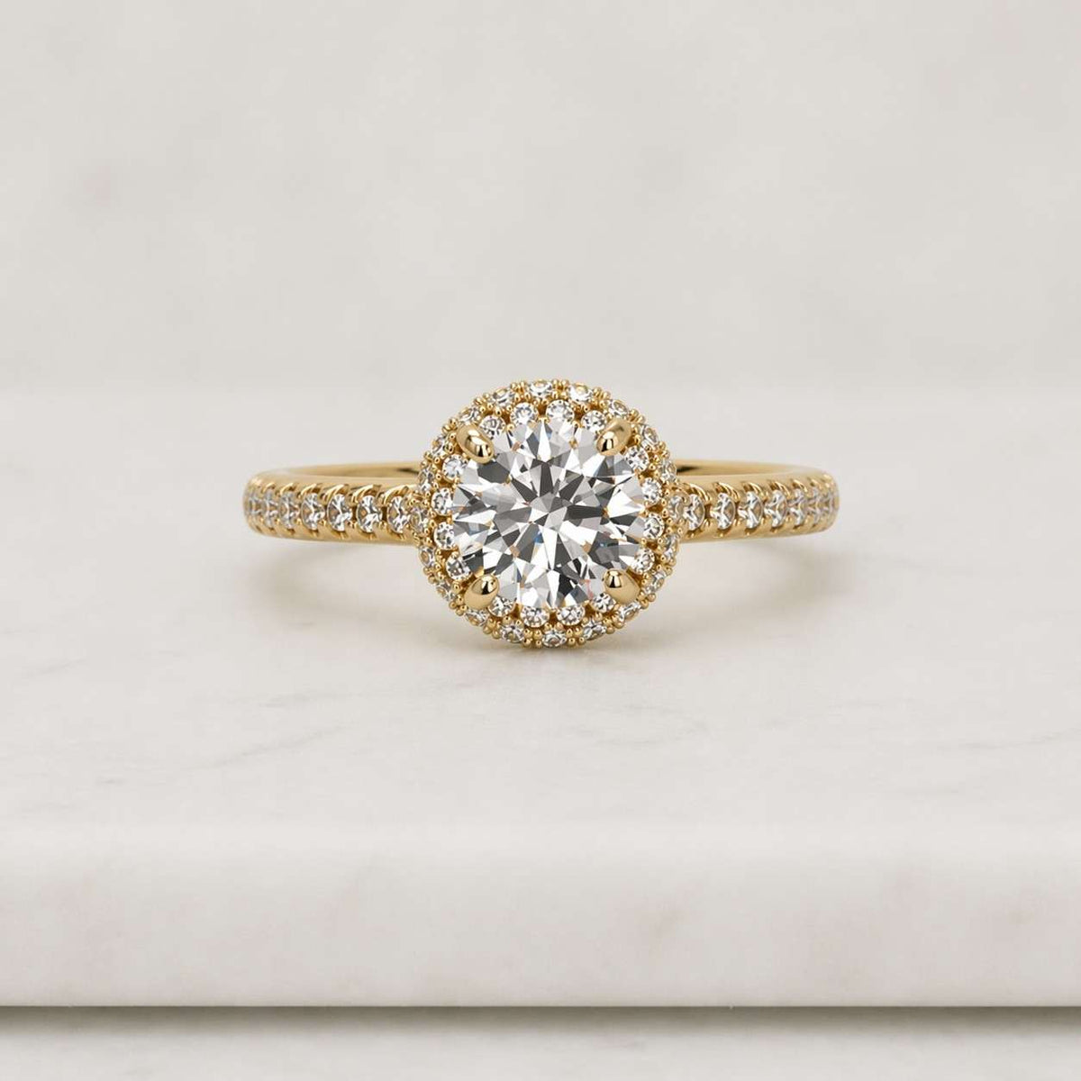 Round Cut Moissanite Halo Engagement Ring, Floral Art Deco Design With Pave Band Proposal Ring, Anniversary Ring For Wife, Bridesmaid Gift