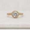 Round Cut Lab Grown Diamond Halo Engagement Ring in 14K Yellow Gold