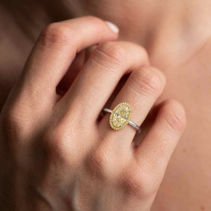 Oval Cut Yellow Diamond Engagement Ring | 