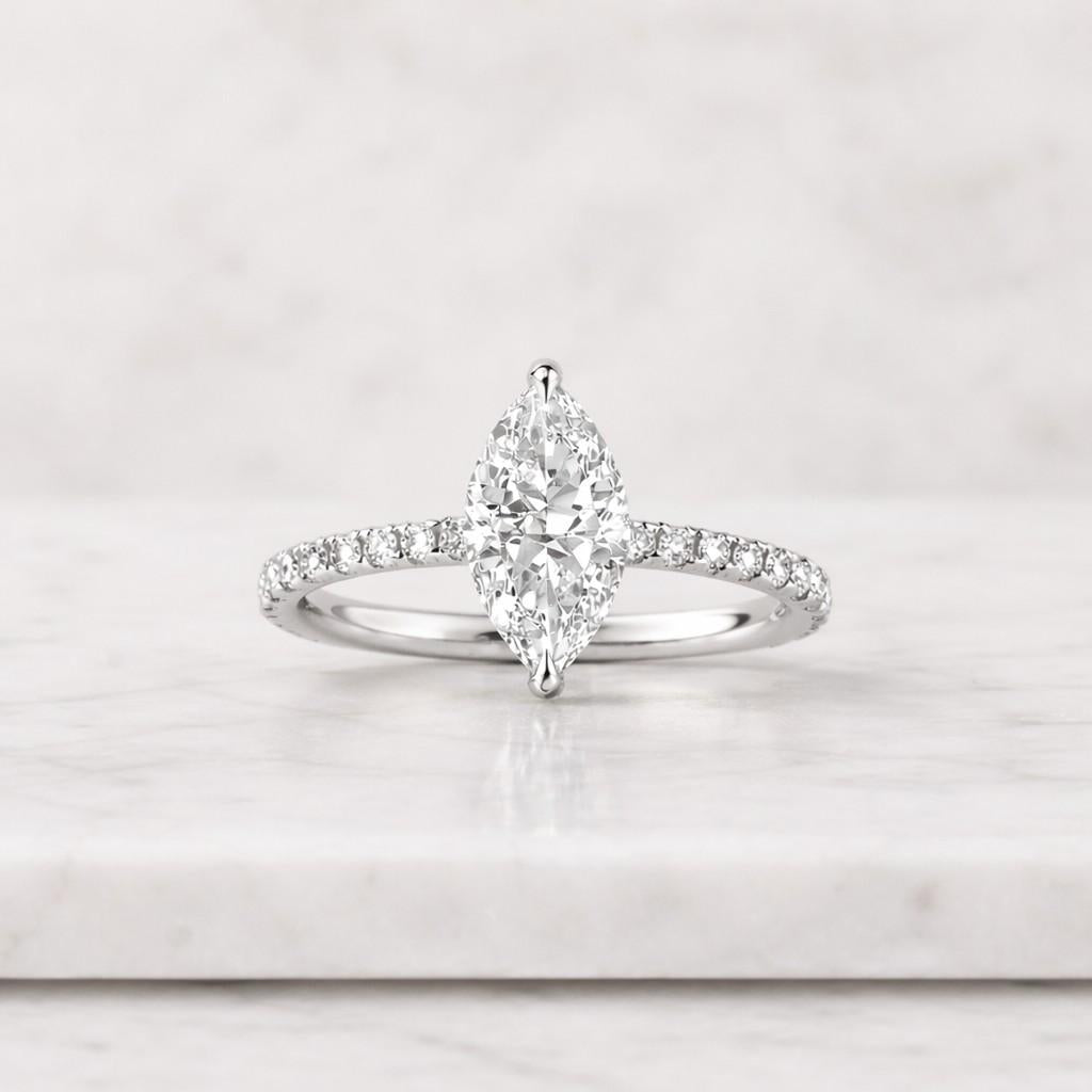 handcrafted ring artisan jewelry wedding proposal ring marquise stone ring elongated diamond ring pointed ring