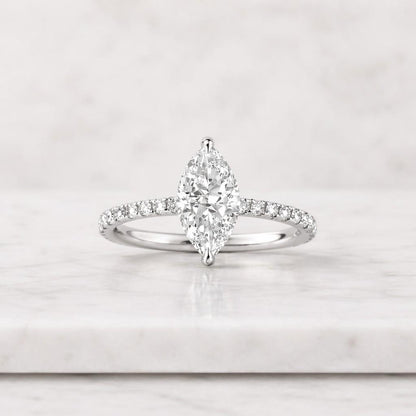 handcrafted ring artisan jewelry wedding proposal ring marquise stone ring elongated diamond ring pointed ring
