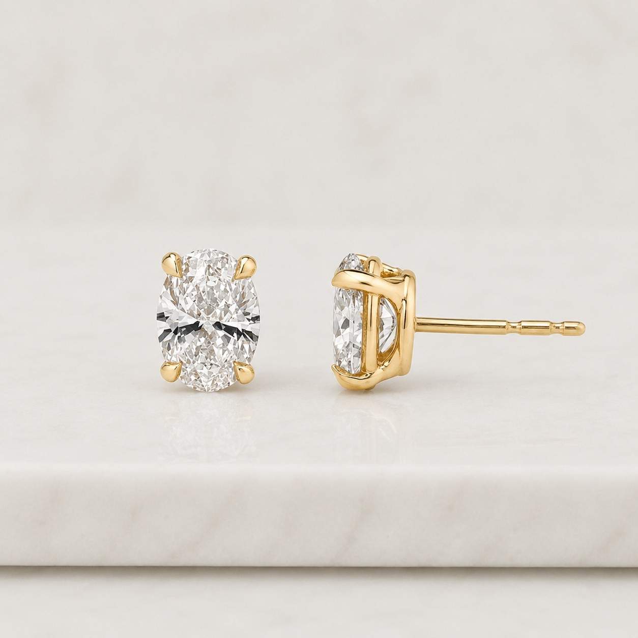 2 ctw oval lab grown diamond stud earrings, solid 14k gold studs, oval brilliant cut, igi certified diamond, anniversary gift for her
