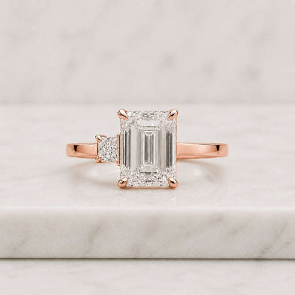 handmade jewelry artisan jewelry ladies ring gift jewelry sparkle ring clear gem rectangle stone side stones tapered band thin shank refined style timeless style