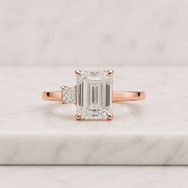 handmade jewelry artisan jewelry ladies ring gift jewelry sparkle ring clear gem rectangle stone side stones tapered band thin shank refined style timeless style