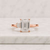 Emerald Cut Lab Grown Diamond Engagement Ring with Side Stones