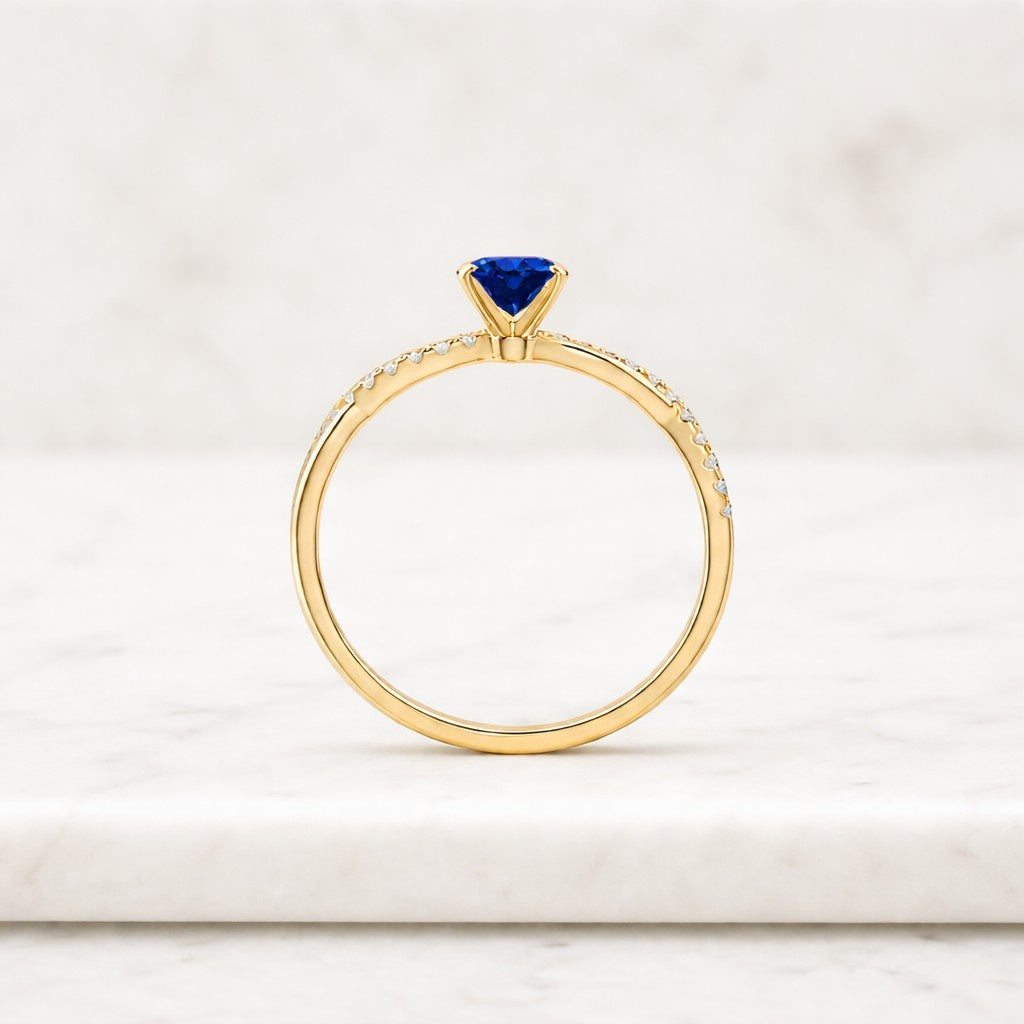 handmade ring custom ring luxury ring blue sapphire oval gemstone twisted shank crossover band prong setting sparkle ring stacking ring dainty ring modern ring classic ring