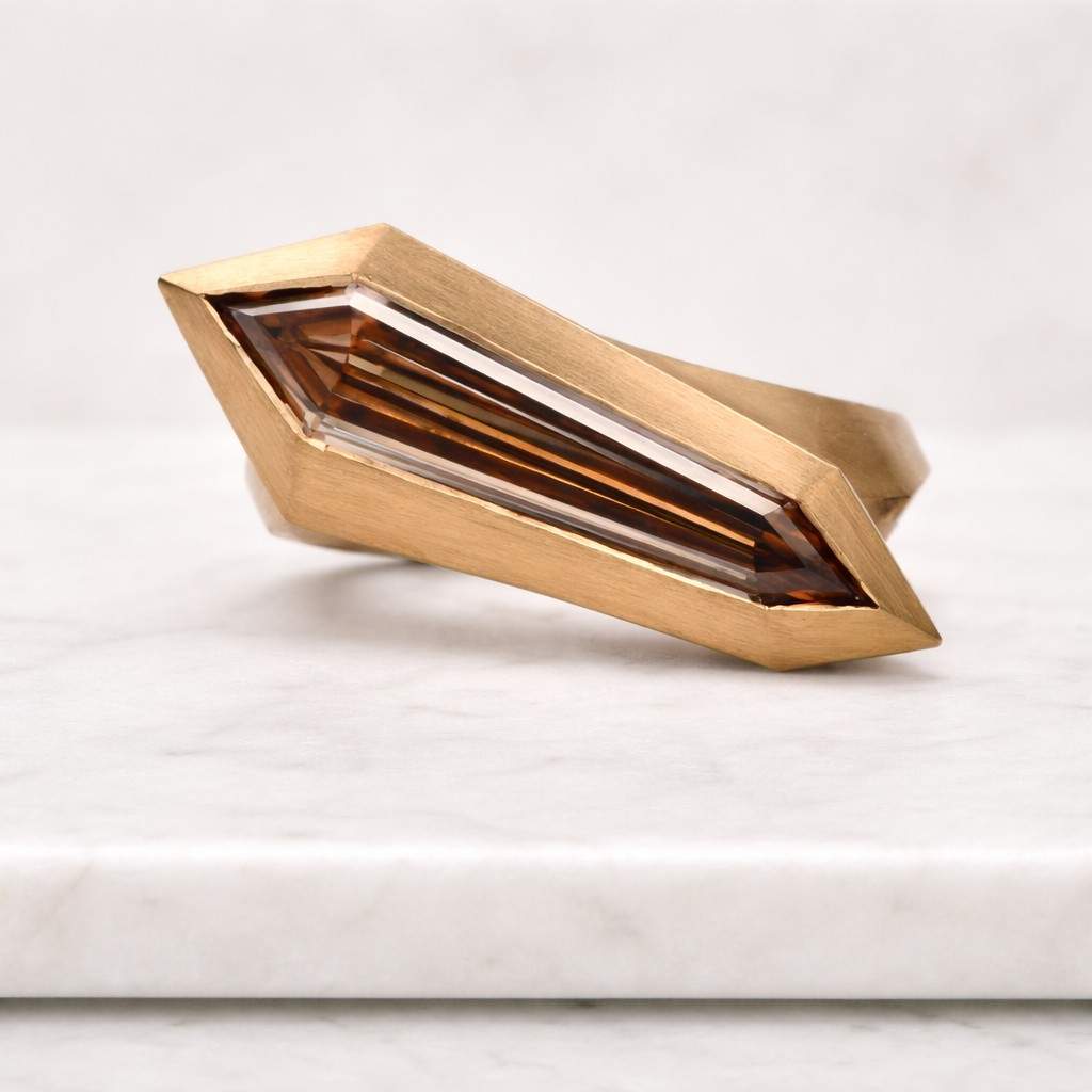 handmade ring fashion ring womens ring cocktail ring luxury ring unique ring brown stone ring crystal ring faceted ring polished ring glossy ring shiny ring clean lines ring