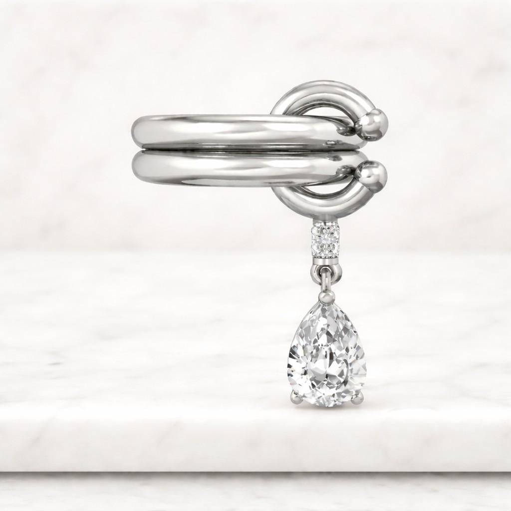 Sterling Silver Love Knot Ring with Heart Charm – Minimalist Delicate Band