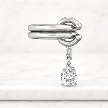 Sterling Silver Love Knot Ring with Heart Charm – Minimalist Delicate Band