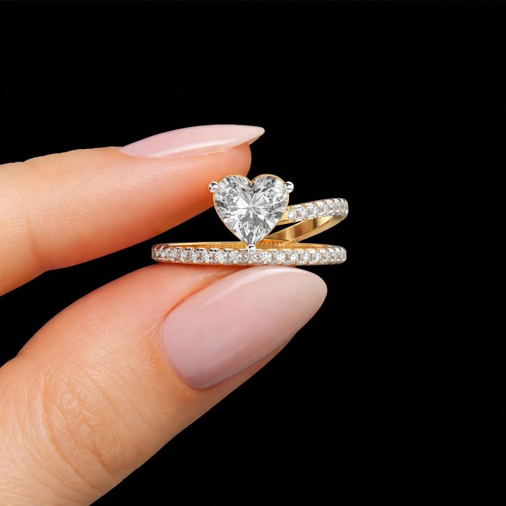 heart engagement ring heart promise ring crossover ring twist band ring double band ring layered ring stacked ring pave band ring diamond band ring heart center ring prong setting ring