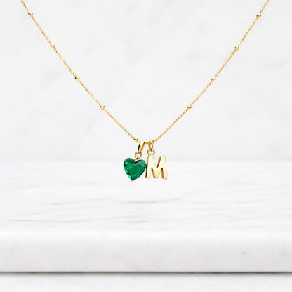 heart initial necklace initial charm necklace letter charm necklace personalized charm necklace custom necklace gold initial necklace red crystal necklace heart crystal necklace
