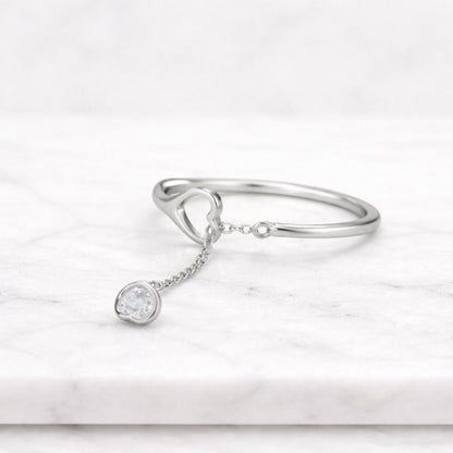 heart jewelry charm jewelry chain jewelry open heart jewelry dangling charm jewelry stackable ring thin band ring sleek ring polished ring handmade ring gift ring
