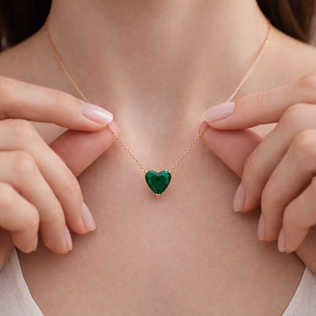 heart necklace green heart necklace gemstone necklace pendant necklace gold chain necklace dainty necklace minimalist necklace