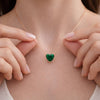 Heart Cut Emerald Pendant Necklace in 14K Yellow Gold