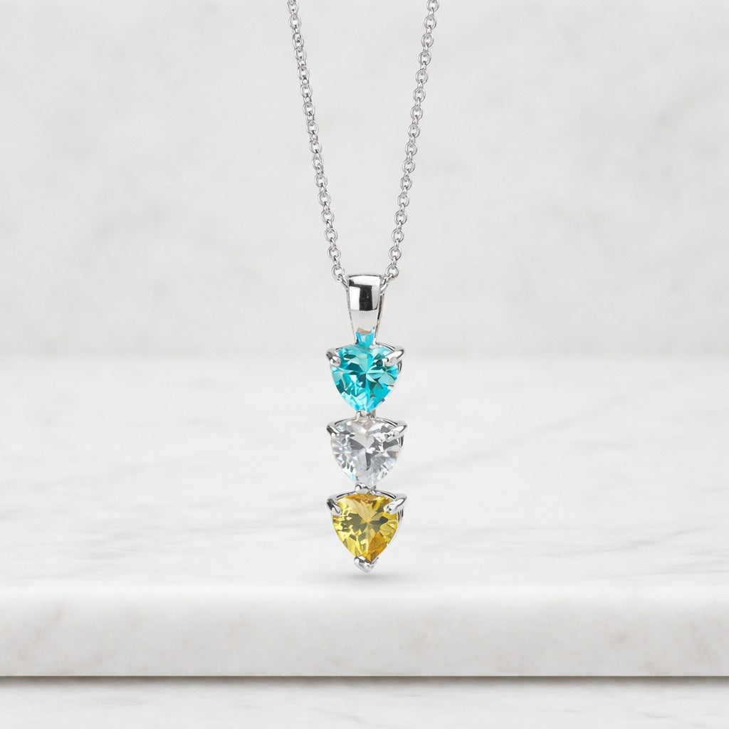 blue topaz trillion necklace, gold pendant, december birthstone, minimalist jewelry