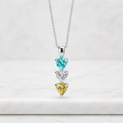 Blue Topaz Trillion Necklace, Gold Pendant, December Birthstone, Minimalist Jewelry