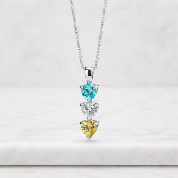 Blue Topaz Trillion Necklace, Gold Pendant, December Birthstone, Minimalist Jewelry