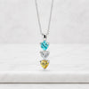Multi Birthstone Heart Cut Pendant Necklace in Sterling Silver