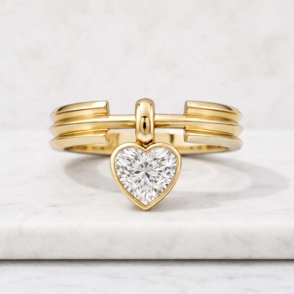 heart ring heart stone ring gold heart ring bezel heart ring stacking ring layered ring open band ring split band ring modern ring dainty ring women ring