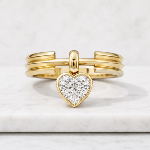 heart ring heart stone ring gold heart ring bezel heart ring stacking ring layered ring open band ring split band ring modern ring dainty ring women ring