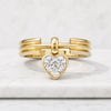 Heart Cut Lab Grown Diamond Bezel Set Drop Dangle Ring