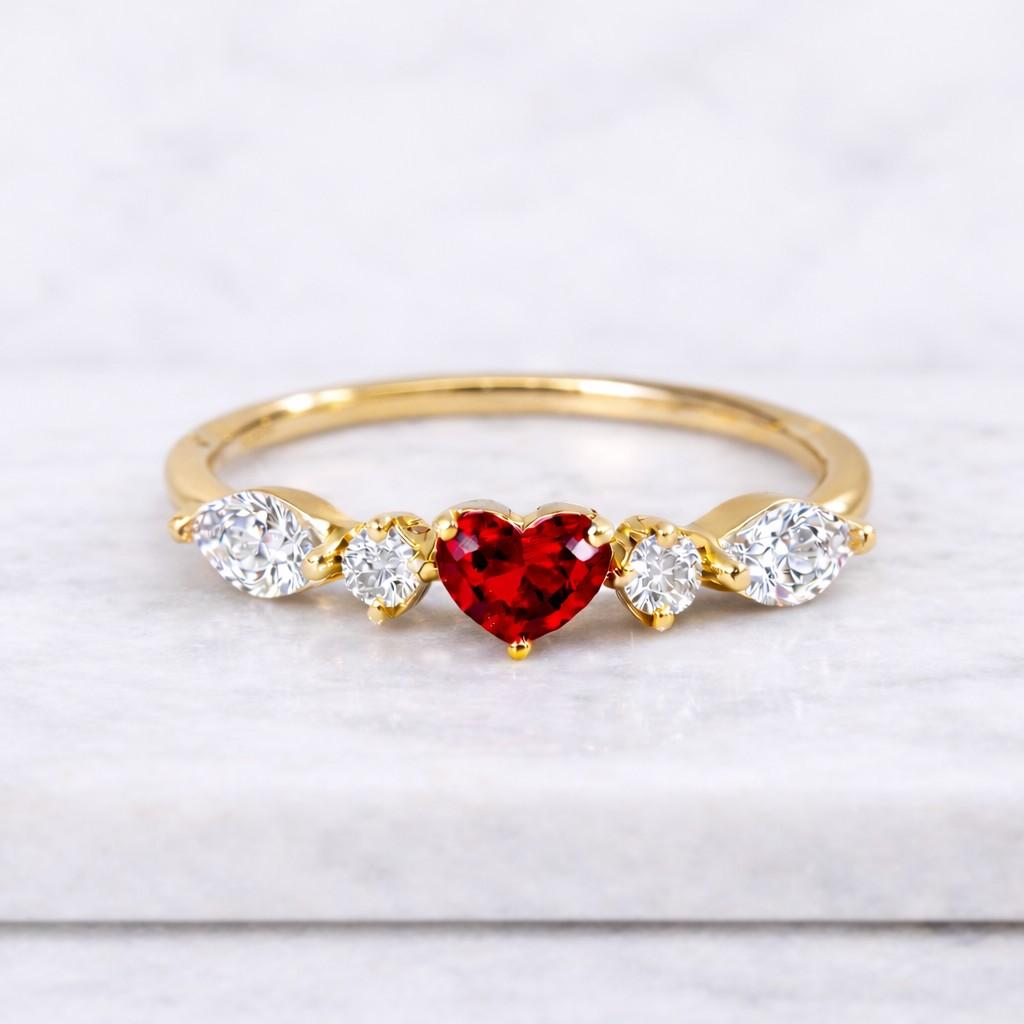 heart ring ruby ring red stone ring gold ring dainty ring stackable ring promise ring women ring petite ring