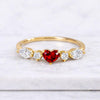 Heart Cut Ruby Birthstone Ring with Diamond Accent Stones