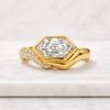 Hexagon Cut Lab Grown Diamond Bezel Set Engagement Ring