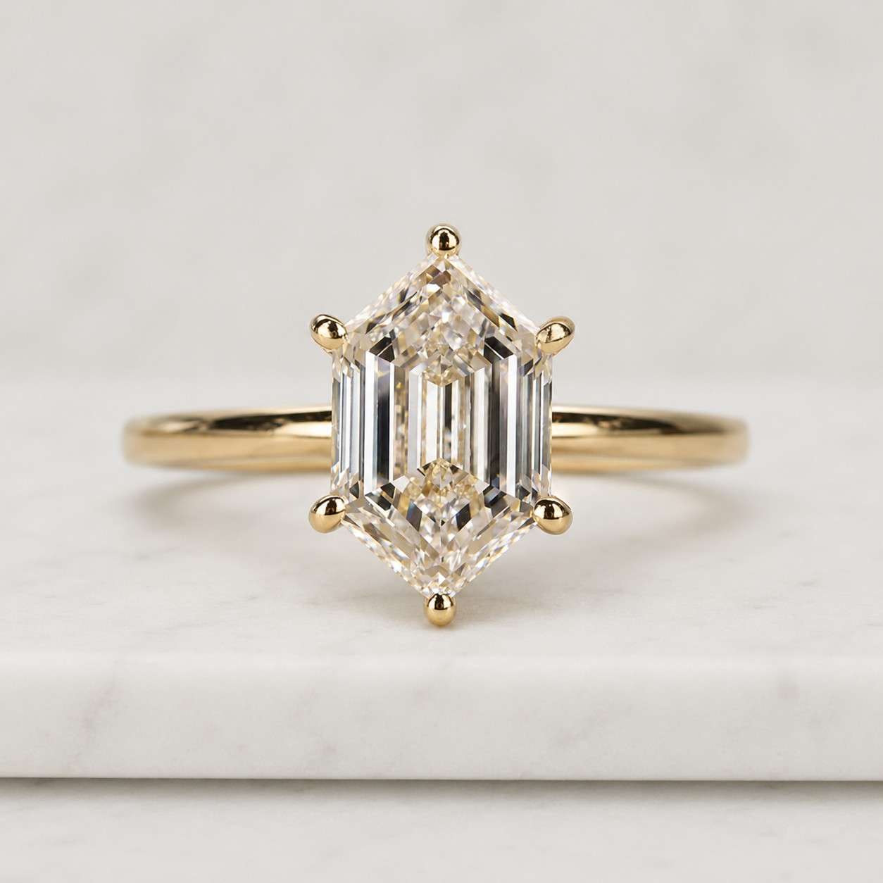 Solitaire Hexagon Engagement Ring, 2 CT Moissanite Diamond Wedding Ring, Anniversary Gift,Ring for Women, Elongated Hexagon Cut Diamond Ring
