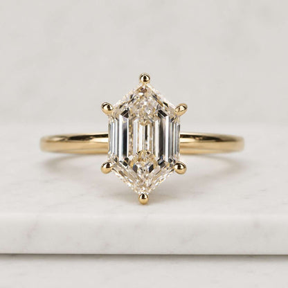 Solitaire Hexagon Engagement Ring, 2 CT Moissanite Diamond Wedding Ring, Anniversary Gift,Ring for Women, Elongated Hexagon Cut Diamond Ring
