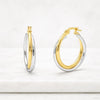 Two Tone Gold Hoop Earrings in Yellow and White Gold