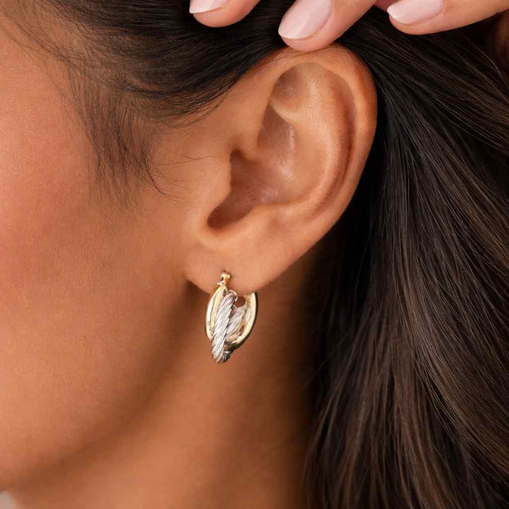 hoop earrings twisted hoop earrings gold hoop earrings silver hoop earrings two tone earrings braided earrings chunky hoop earrings