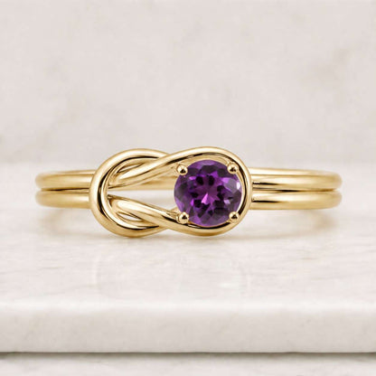 infinity ring amethyst ring gold ring gemstone ring purple stone ring promise ring knot ring infinity knot ring solitaire ring dainty ring stackable ring women ring thin band ring