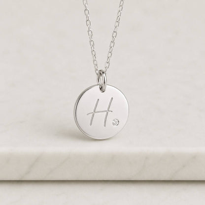 initial charm keepsake necklace modern necklace delicate chain small pendant engraved charm custom jewelry stylish necklace