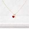 Heart Cut Ruby Initial Charm Necklace