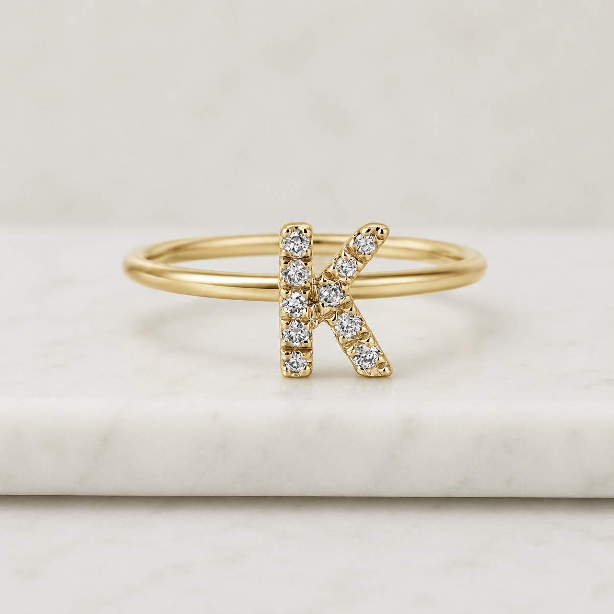 initial ring letter K ring K initial ring alphabet ring monogram ring gold initial ring diamond initial ring pave letter ring stackable ring thin band ring minimalist ring personalized ring custom initial ring women ring dainty ring everyday ring