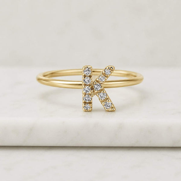 initial ring letter K ring K initial ring alphabet ring monogram ring gold initial ring diamond initial ring pave letter ring stackable ring thin band ring minimalist ring personalized ring custom initial ring women ring dainty ring everyday ring