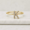 14K Yellow Gold Initial K Lab Grown Diamond Letter Ring