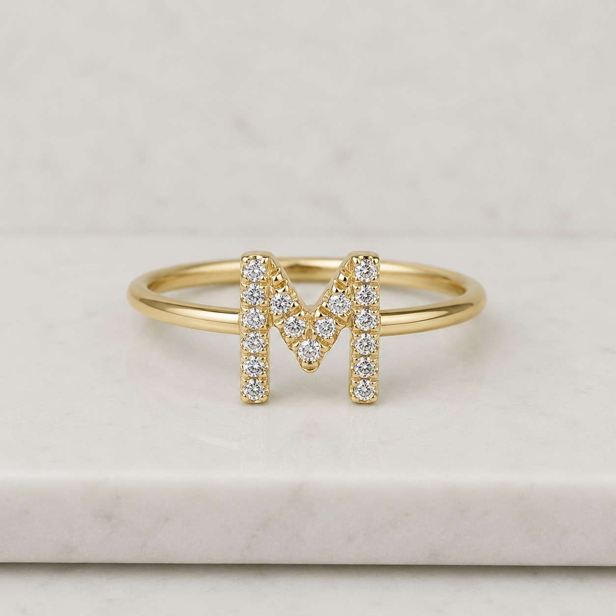 initial ring letter m ring monogram ring alphabet ring gold ring dainty ring thin band ring stackable ring promise ring women ring personalized ring custom initial ring pavé ring