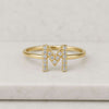 14K Gold Round Cut Lab Grown Diamond Initial M Ring