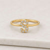 Round Cut Lab Grown Diamond Initial S Ring In 14K Yellow Gold