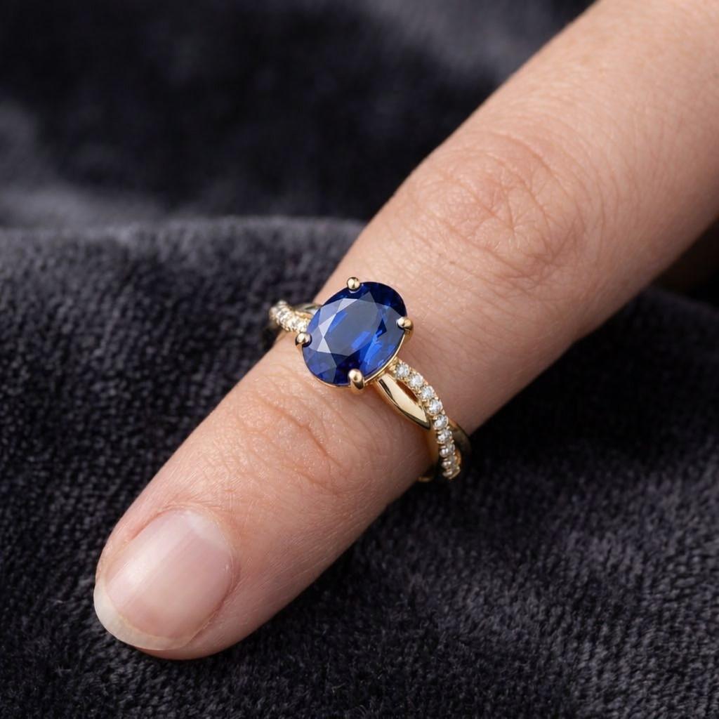 jewelry artisan sapphire ring handcrafted ring elegant sapphire ring royal blue ring deep blue stone gemstone solitaire promise jewelry ladies ring luxury bridal ring custom jewelry ring